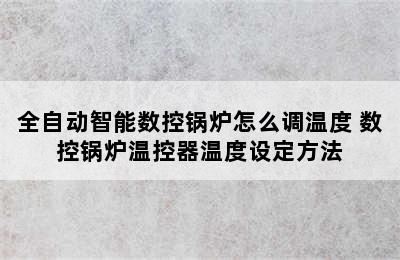 全自动智能数控锅炉怎么调温度 数控锅炉温控器温度设定方法